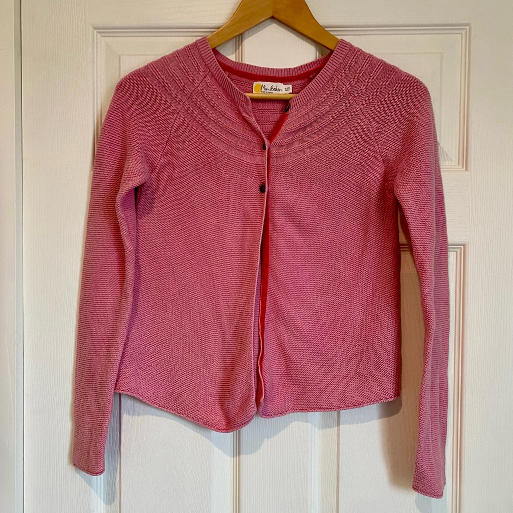 Mini Boden Light Pink Girls Cotton Cashmere Cardigan Size 11-12y